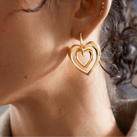 BaubleBar Jewelry - BaubleBar Chrissy Gold Heart Earrings Titanium Posts